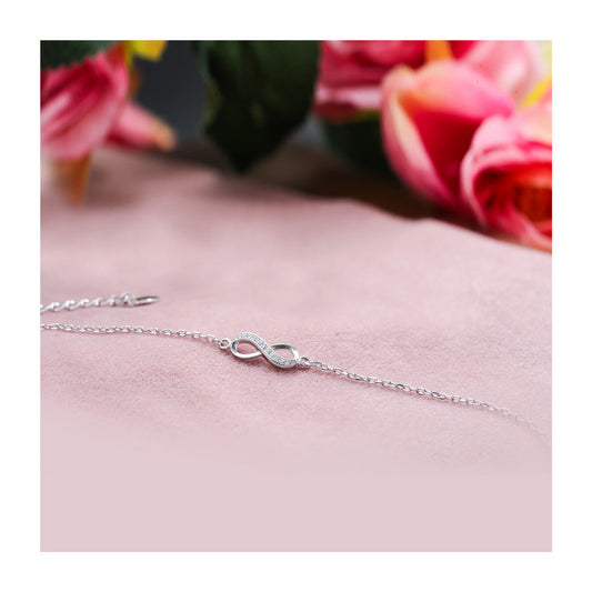 JSAJ Infinity bracelet 92.5 Sterling Silver Infinity flexible bracelet studded with thin zerconia sleek bracelet for girls and women Comfortable Durable