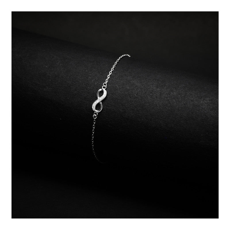 JSAJ Infinity bracelet 92.5 Sterling Silver Infinity flexible bracelet studded with thin zerconia sleek bracelet for girls and women Comfortable Durable
