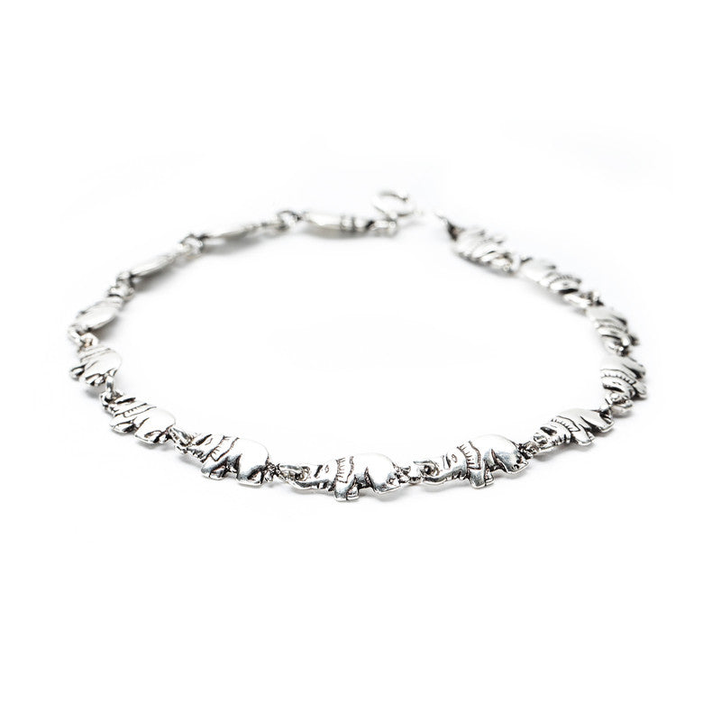 JSAJ Elephant Bracelet 92.5 Sterling Silver Elephant flexible bracelet double sided for Girls Women's Comfortable Durable