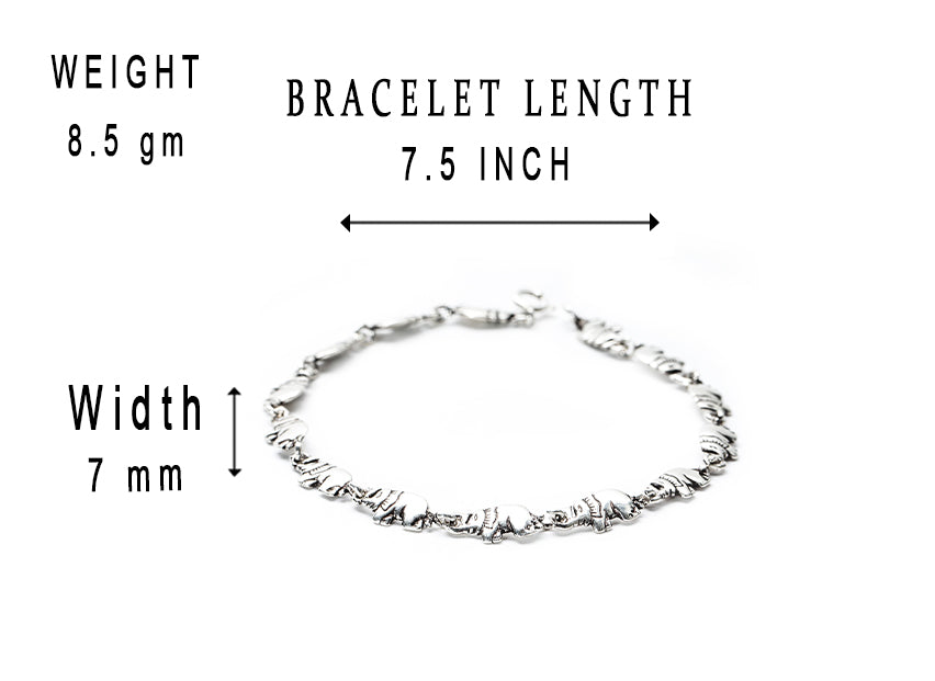 JSAJ Elephant Bracelet 92.5 Sterling Silver Elephant flexible bracelet double sided for Girls Women's Comfortable Durable