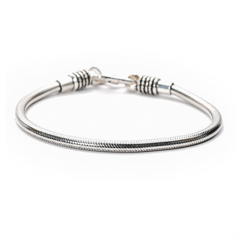 JSAJ 92.5 Sterling Silver Gents Bracelet Snack Chain Bracelet for Mens and Boys