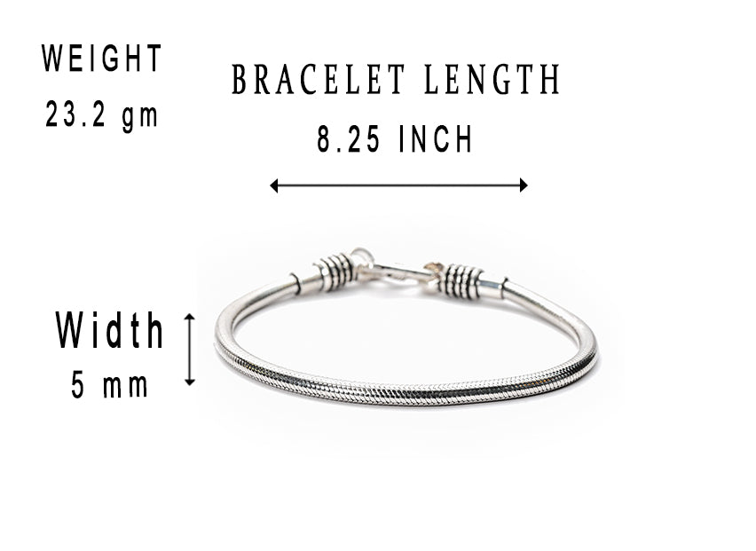 JSAJ 92.5 Sterling Silver Gents Bracelet Snack Chain Bracelet for Mens and Boys