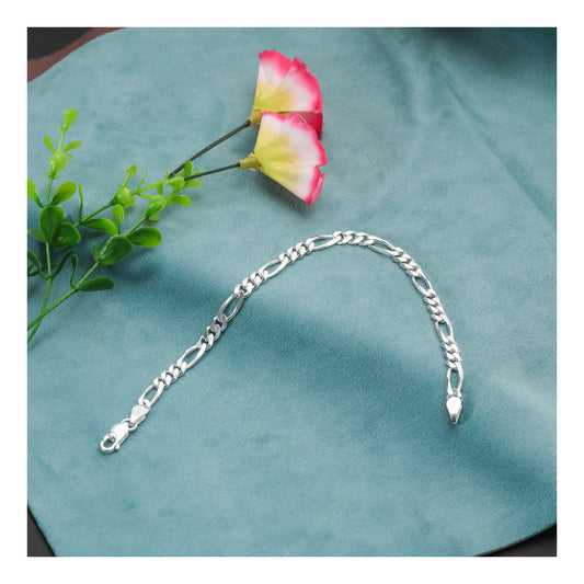JSAJ 92.5 Sterling Silver Gents Bracelet Figaro Chain Bracelet for Mens and Boys