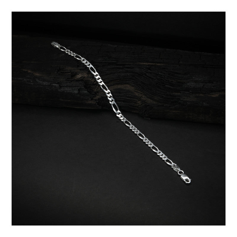 JSAJ 92.5 Sterling Silver Gents Bracelet Figaro Chain Bracelet for Mens and Boys
