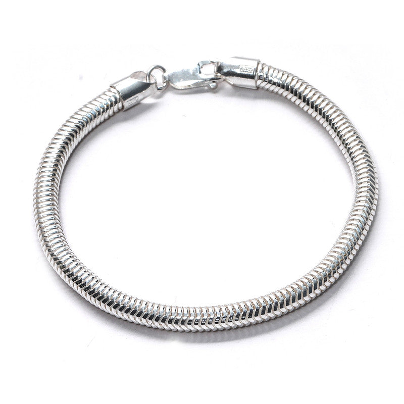JSAJ 92.5 Sterling Silver Gents Bracelet Snack Chain flexible Bracelet for Mens and Boys