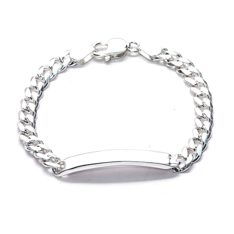 JSAJ 92.5 Sterling Silver Gents Bracelet Plate Chain Bracelet Link Bracelet for Mens and Boys