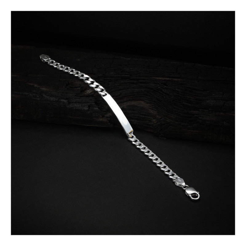 JSAJ 92.5 Sterling Silver Gents Bracelet Plate Chain Bracelet Link Bracelet for Mens and Boys