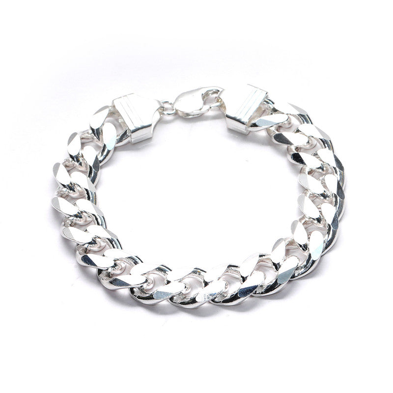 JSAJ 92.5 Sterling Silver Gents Bracelet Carab Chain Bracelet Chain Bracelet for Mens and Boys