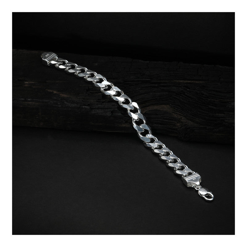 JSAJ 92.5 Sterling Silver Gents Bracelet Carab Chain Bracelet Chain Bracelet for Mens and Boys