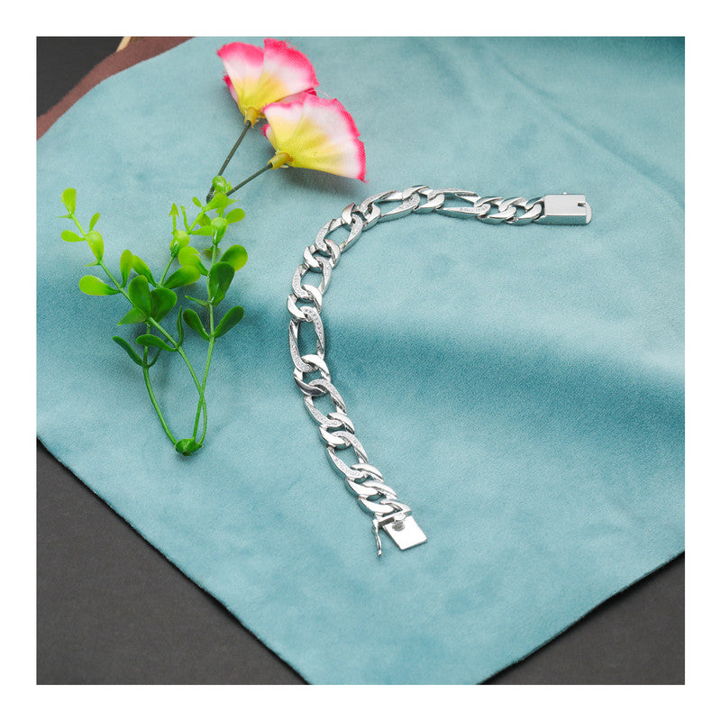 JSAJ 92.5 Sterling Silver Gents Bracelet Link Bracelet Platinum Plating Bracelet Gents Stones Bracelet For Mens and Boys