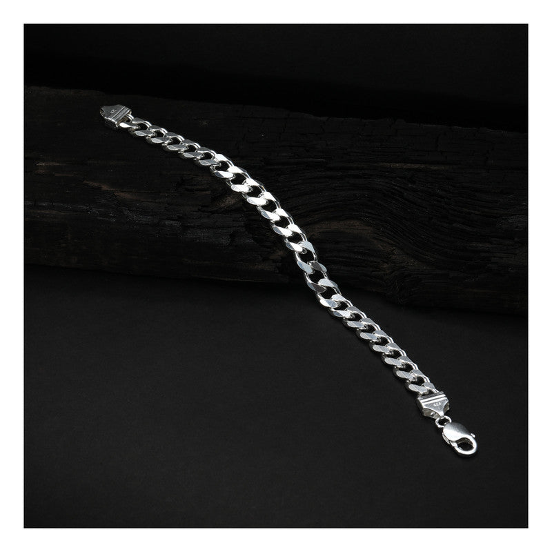 JSAJ 92.5 Sterling Silver Gents Bracelet Carab Chain Bracelet Chain Bracelet for Mens and Boys
