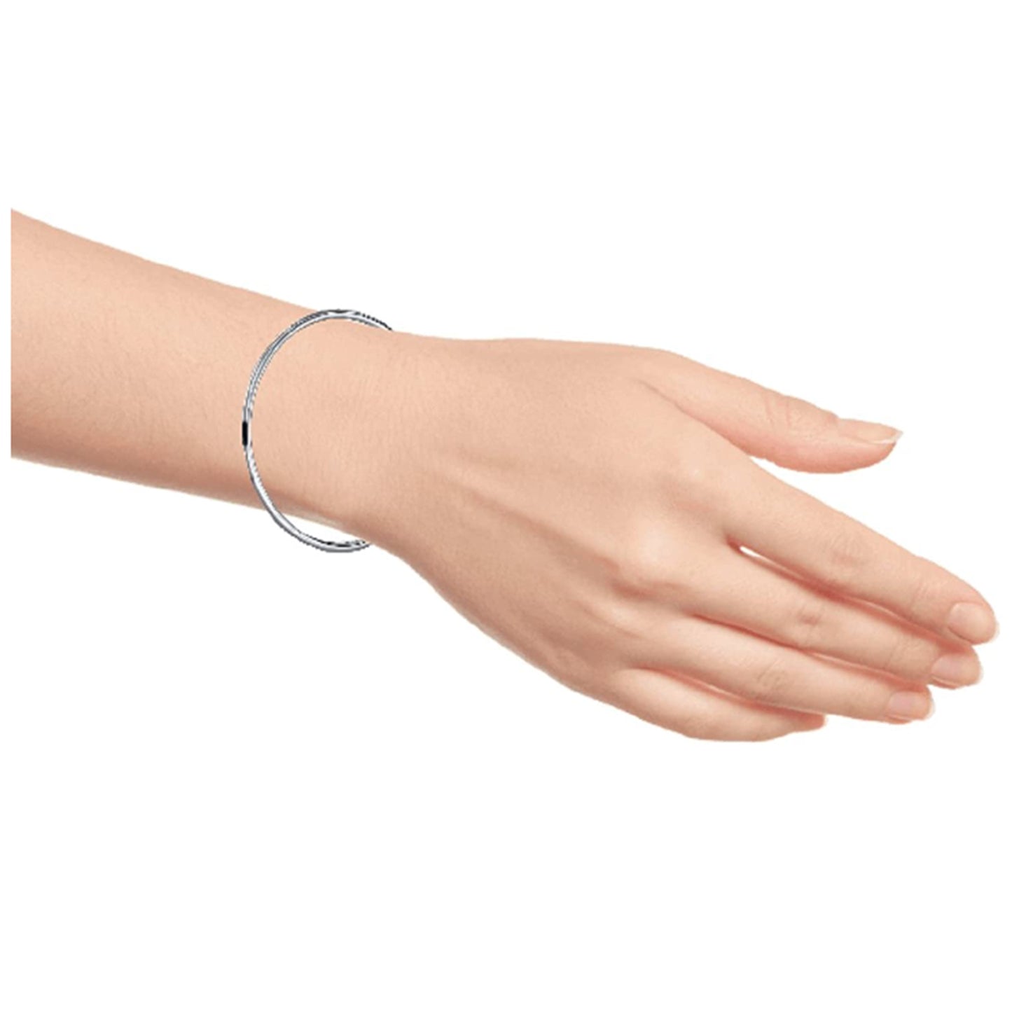 JSAJ 92.5 sterling silver plain pipe bangle, 2mm width, designed for girls and women