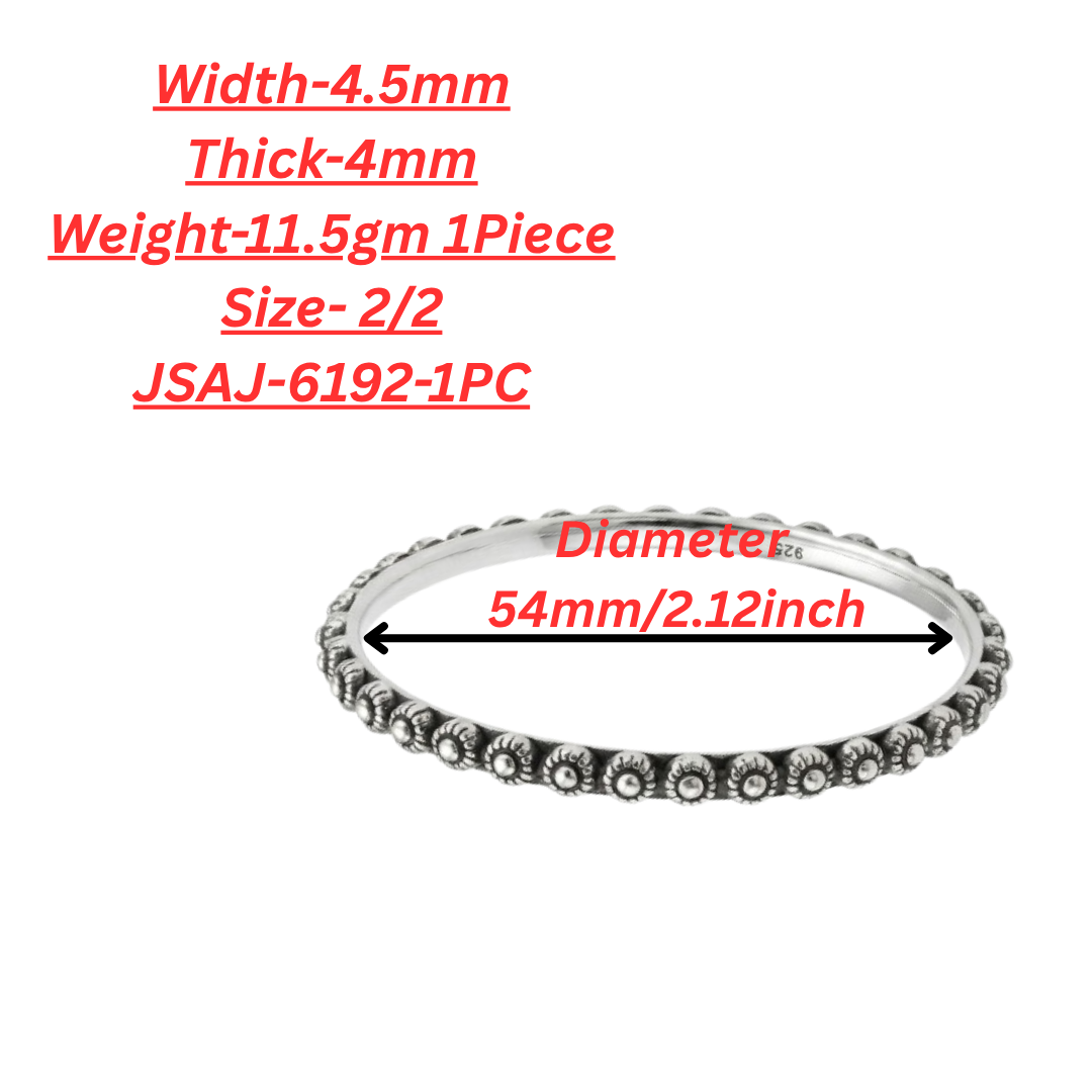 JSAJ 92.5 sterling silver small flower-shaped bangle, 4.5mm wide, plain and oxidized, designed for girls and women