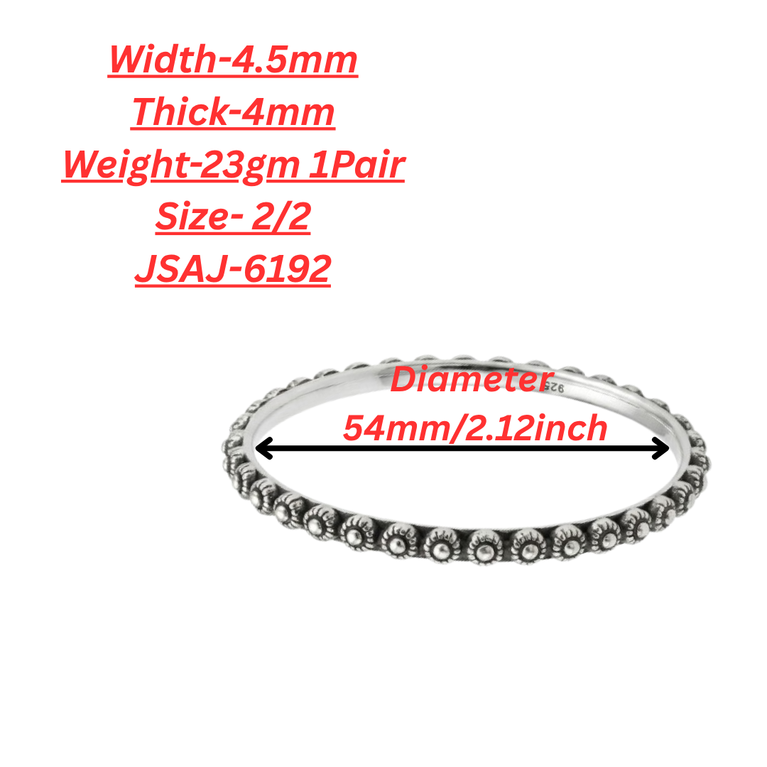 JSAJ 92.5 sterling silver small flower-shaped bangle, 4.5mm wide, plain and oxidized, designed for girls and women