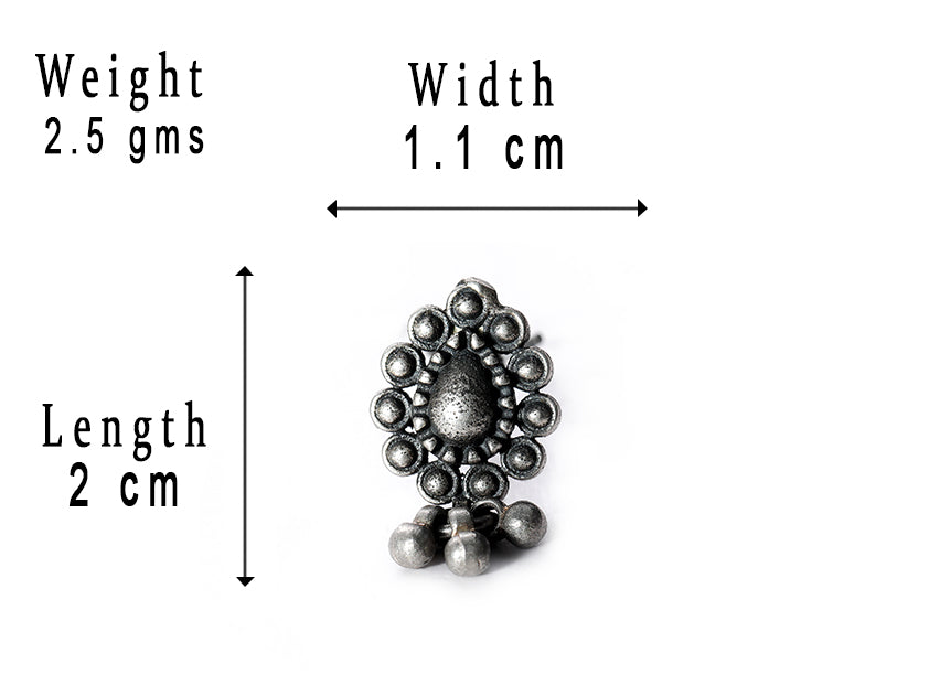 SILVER NOSE PIN WIRE NOSE PIN STERLING SILVER 925 SILVER OXIDIZED NOSE PIN FOR GIRLS AND WOMENS