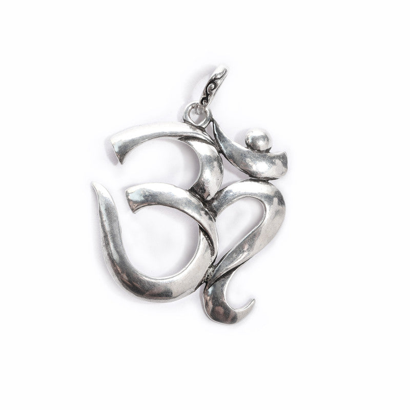 JSAJ Silver 925 Sterling Silver OM PENDENT LOCKET OM IN BIG SIZE UNISEX PENDENT for Good Health and Wealth