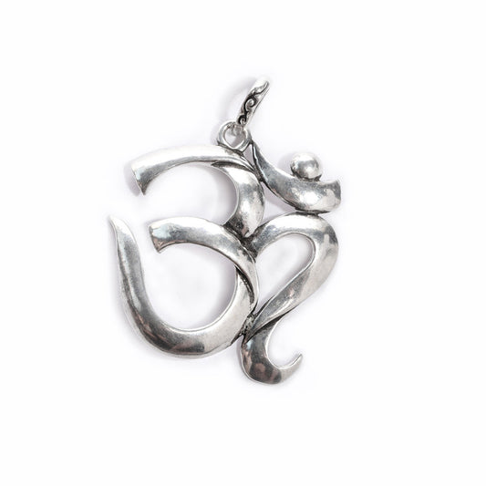 JSAJ Silver 925 Sterling Silver OM PENDENT LOCKET OM IN BIG SIZE UNISEX PENDENT for Good Health and Wealth