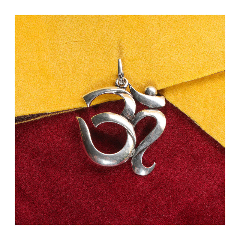 JSAJ Silver 925 Sterling Silver OM PENDENT LOCKET OM IN BIG SIZE UNISEX PENDENT for Good Health and Wealth