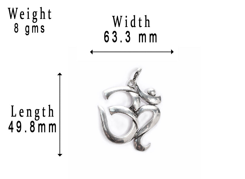 JSAJ Silver 925 Sterling Silver OM PENDENT LOCKET OM IN BIG SIZE UNISEX PENDENT for Good Health and Wealth