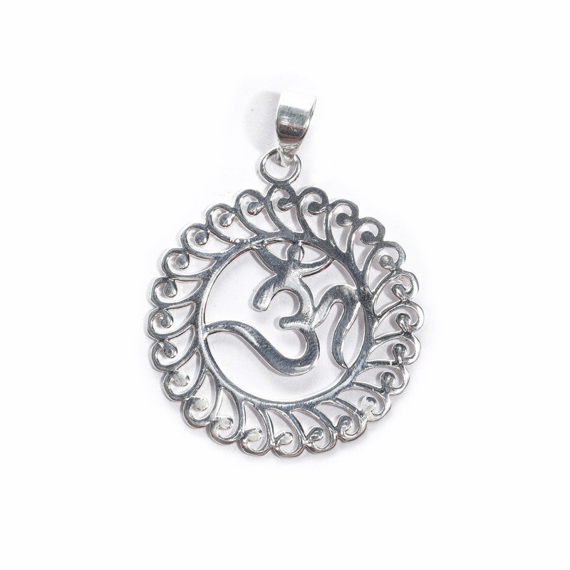 JSAJ Silver 925 Sterling Silver OM PENDENT LOCKET OM IN BIG SIZE UNISEX PENDENT for Good Health and Wealth