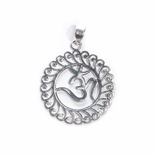 JSAJ Silver 925 Sterling Silver OM PENDENT LOCKET OM IN BIG SIZE UNISEX PENDENT for Good Health and Wealth