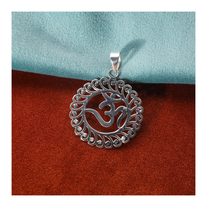JSAJ Silver 925 Sterling Silver OM PENDENT LOCKET OM IN BIG SIZE UNISEX PENDENT for Good Health and Wealth