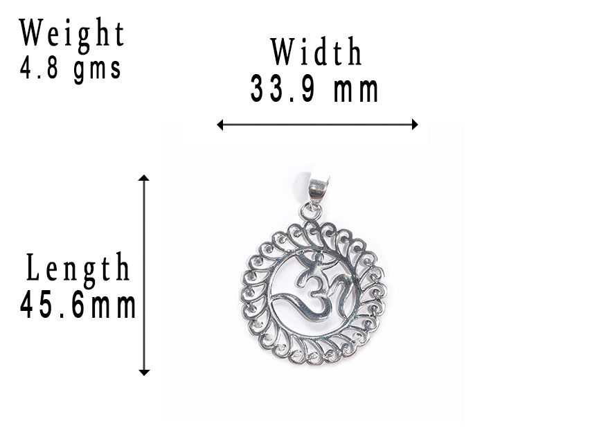 JSAJ Silver 925 Sterling Silver OM PENDENT LOCKET OM IN BIG SIZE UNISEX PENDENT for Good Health and Wealth