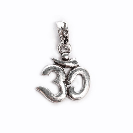 JSAJ Silver 925 Sterling Silver OM PENDENT LOCKET OM IN SMALL SIZE UNISEX PENDENT for Good Health and Wealth
