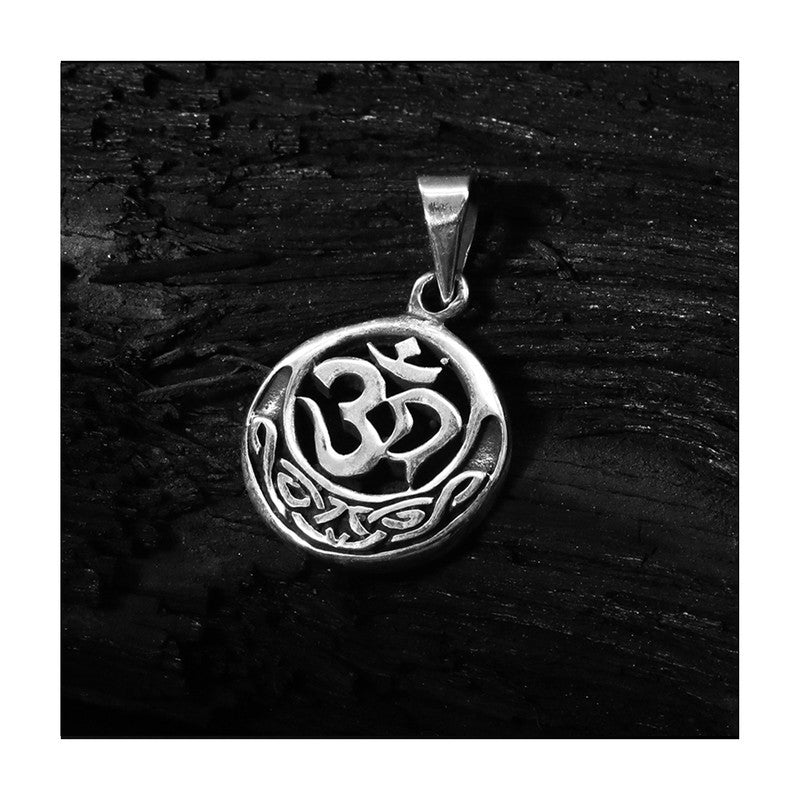 JSAJ Silver 925 Sterling Silver OM PENDENT LOCKET OM IN SMALL SIZE UNISEX PENDENT for Good Health and Wealth