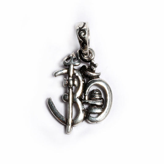 JSAJ Silver 925 Sterling Silver OM PENDENT LOCKET OM WITH TRISHUL OR SHIVLING UNISEX PENDENT for Good Health and Wealth