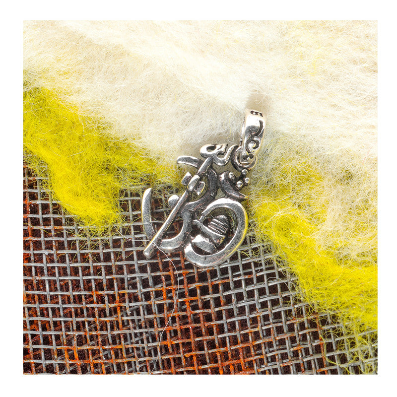 JSAJ Silver 925 Sterling Silver OM PENDENT LOCKET OM WITH TRISHUL OR SHIVLING UNISEX PENDENT for Good Health and Wealth