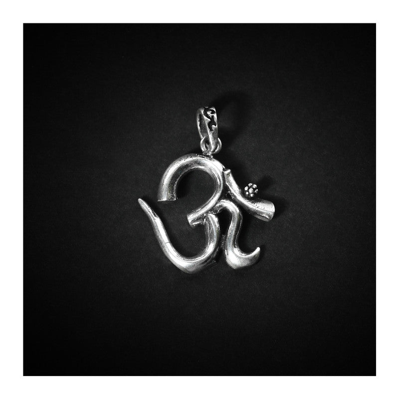 JSAJ Silver 925 Sterling Silver OM PENDENT LOCKET OM IN MEDIUM SIZE UNISEX PENDENT for Good Health and Wealth