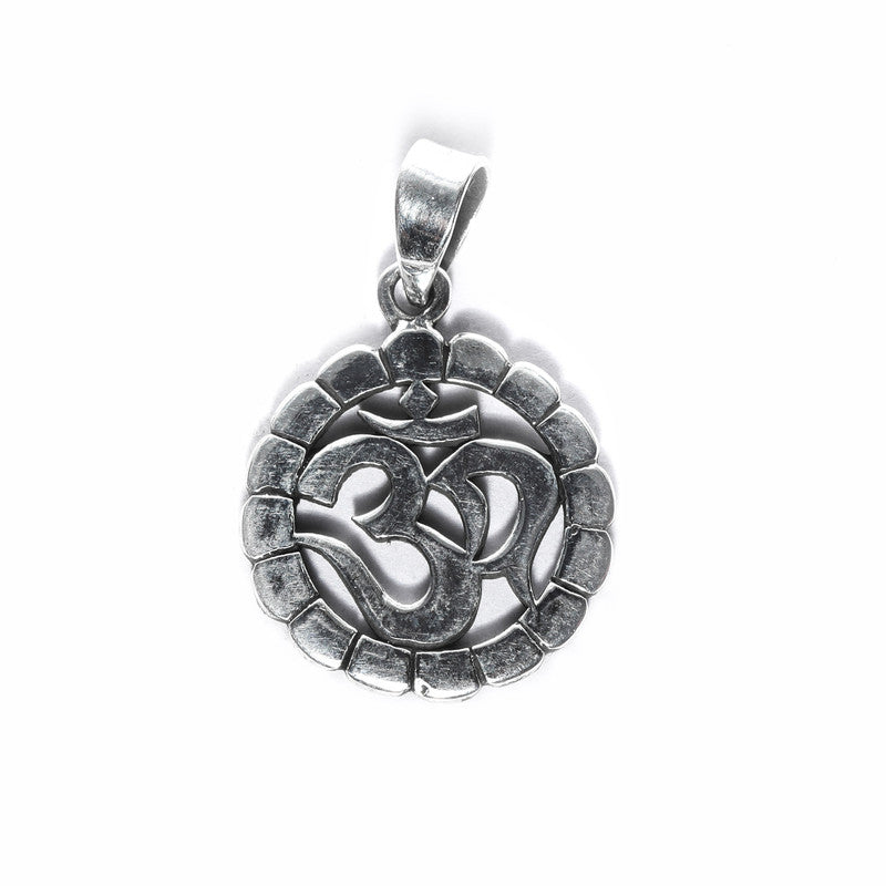 JSAJ Silver 925 Sterling Silver OM PENDENT LOCKET OM IN MEDIUM SIZE UNISEX PENDENT for Good Health and Wealth
