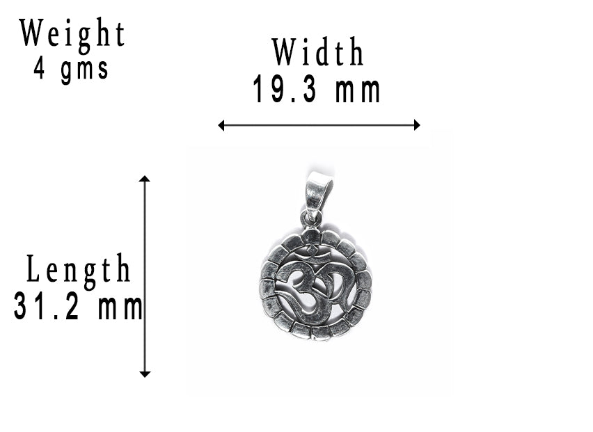JSAJ Silver 925 Sterling Silver OM PENDENT LOCKET OM IN MEDIUM SIZE UNISEX PENDENT for Good Health and Wealth
