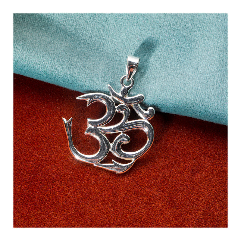 JSAJ Silver 925 Sterling Silver OM PENDENT LOCKET OM IN BIG SIZE UNISEX PENDENT for Good Health and Wealth