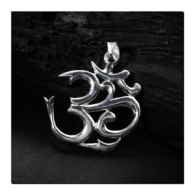 JSAJ Silver 925 Sterling Silver OM PENDENT LOCKET OM IN BIG SIZE UNISEX PENDENT for Good Health and Wealth