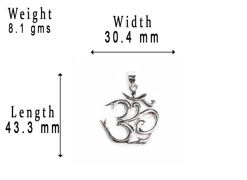 JSAJ Silver 925 Sterling Silver OM PENDENT LOCKET OM IN BIG SIZE UNISEX PENDENT for Good Health and Wealth
