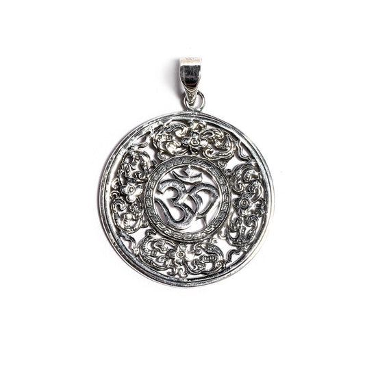 JSAJ Silver 925 Sterling Silver OM PENDENT LOCKET OM IN BIG SIZE UNISEX PENDENT hand zali wrk for Good Health and Wealth