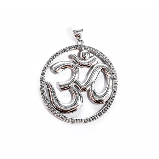 JSAJ Silver 925 Sterling Silver OM PENDENT LOCKET OM IN BIG SIZE UNISEX PENDENT for Good Health and Wealth