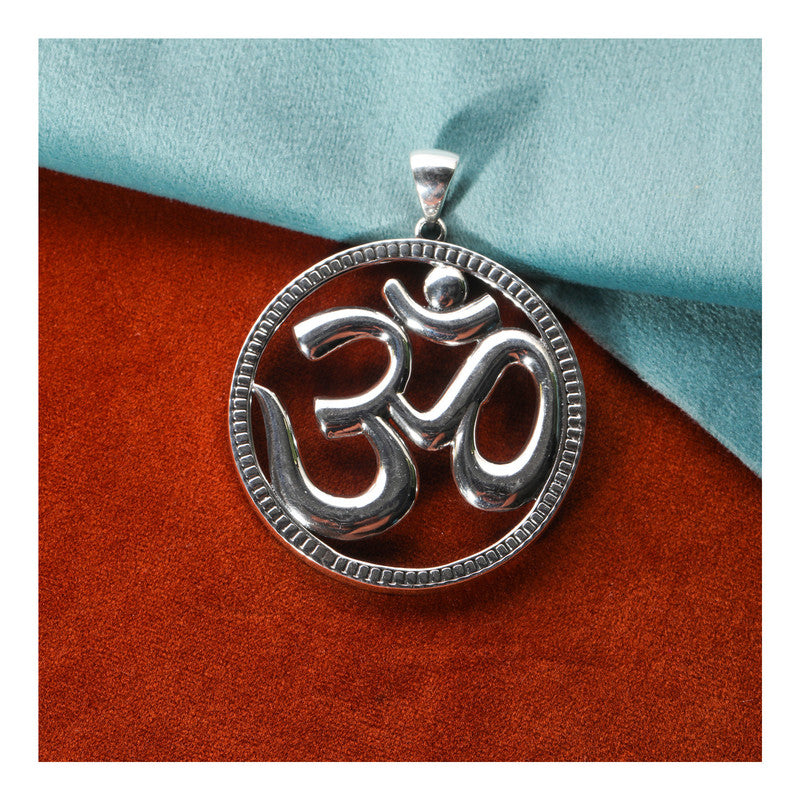JSAJ Silver 925 Sterling Silver OM PENDENT LOCKET OM IN BIG SIZE UNISEX PENDENT for Good Health and Wealth