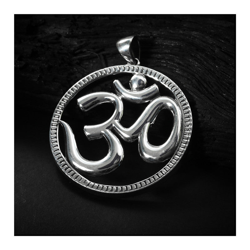 JSAJ Silver 925 Sterling Silver OM PENDENT LOCKET OM IN BIG SIZE UNISEX PENDENT for Good Health and Wealth