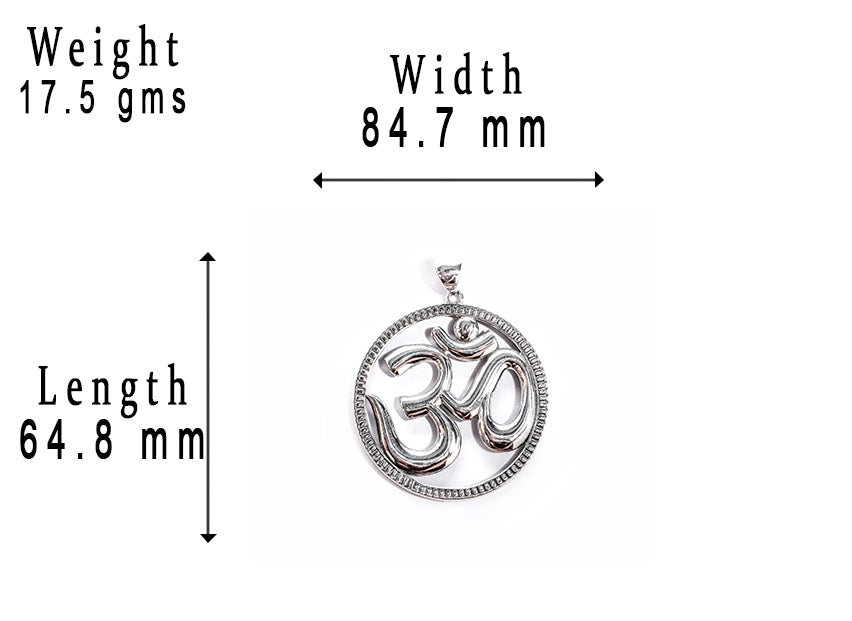 JSAJ Silver 925 Sterling Silver OM PENDENT LOCKET OM IN BIG SIZE UNISEX PENDENT for Good Health and Wealth