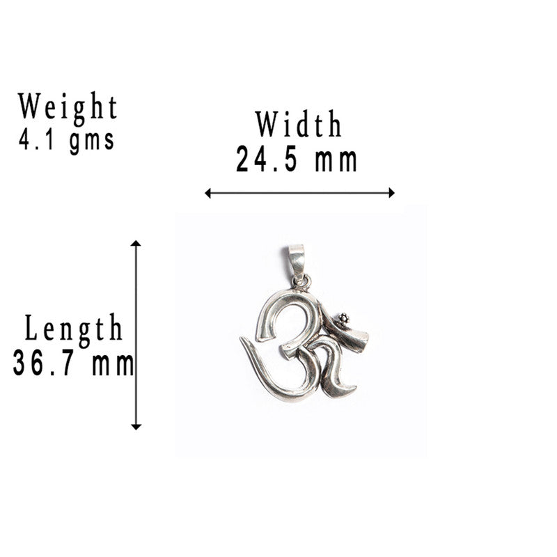JSAJ Silver 925 Sterling Silver OM PENDENT LOCKET OM IN MEDIUM SIZE UNISEX PENDENT LOCKET for Good Health and Wealth