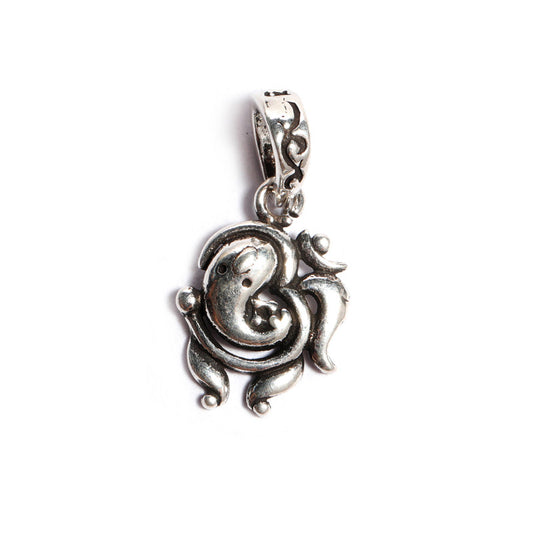 JSAJ Silver 925 Sterling Silver GOD PENDENT LOCKET GANESH JI GANPATI JI BAPA MORIYA WITH OM IN MEDIUM SIZE UNISEX PENDENT for Good Health and Wealth
