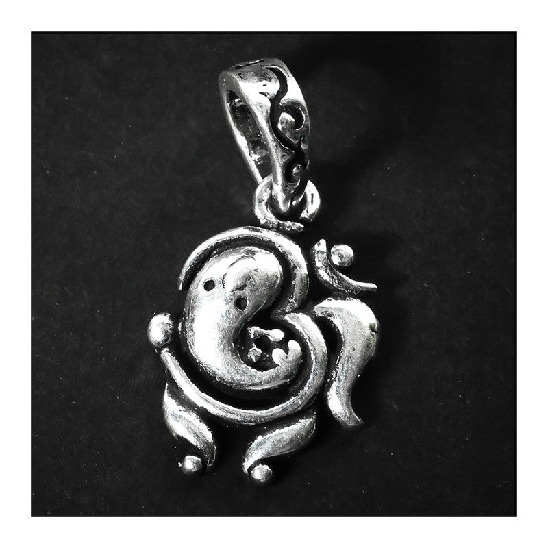 JSAJ Silver 925 Sterling Silver GOD PENDENT LOCKET GANESH JI GANPATI JI BAPA MORIYA WITH OM IN MEDIUM SIZE UNISEX PENDENT for Good Health and Wealth