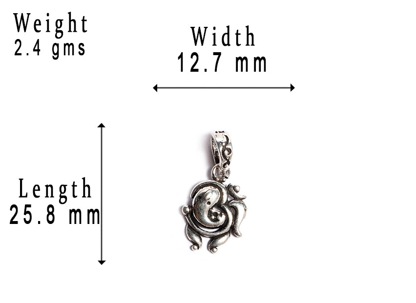 JSAJ Silver 925 Sterling Silver GOD PENDENT LOCKET GANESH JI GANPATI JI BAPA MORIYA WITH OM IN MEDIUM SIZE UNISEX PENDENT for Good Health and Wealth