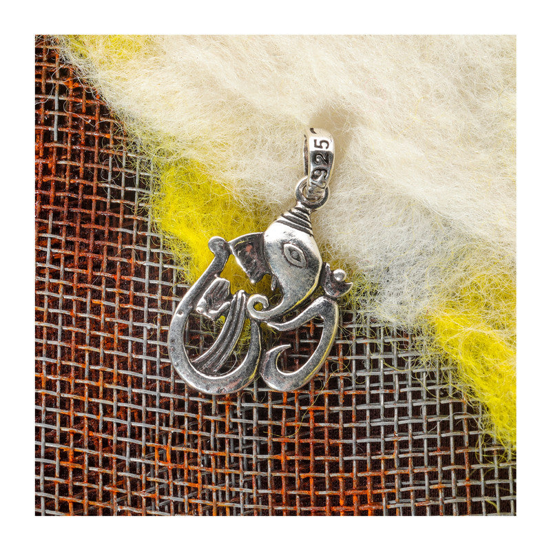 JSAJ Silver 925 Sterling Silver GOD PENDENT LOCKET GANESH JI GANPATI JI BAPA MORIYA IN MEDIUM SIZE UNISEX PENDENT for Good Health and Wealth