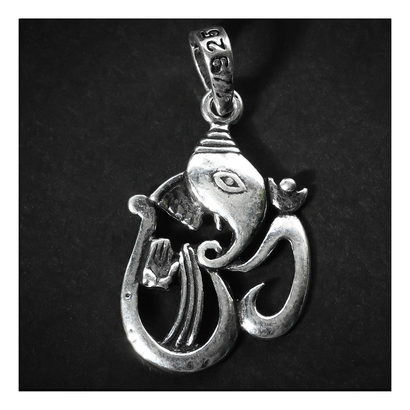 JSAJ Silver 925 Sterling Silver GOD PENDENT LOCKET GANESH JI GANPATI JI BAPA MORIYA IN MEDIUM SIZE UNISEX PENDENT for Good Health and Wealth