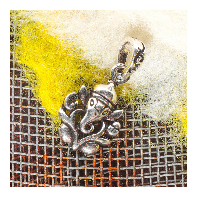 JSAJ Silver 925 Sterling SilverGOD PENDENT LOCKET GANESH JI GANPATI JI BAPA MORIYA IN SMALL SIZE UNISEX PENDENT for Good Health and Wealth