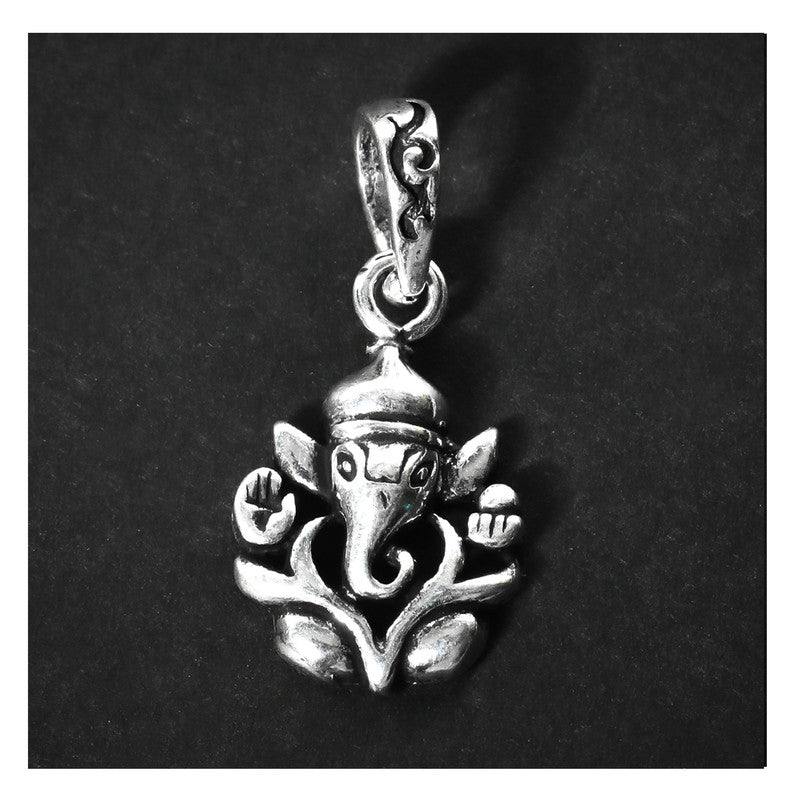 JSAJ Silver 925 Sterling SilverGOD PENDENT LOCKET GANESH JI GANPATI JI BAPA MORIYA IN SMALL SIZE UNISEX PENDENT for Good Health and Wealth